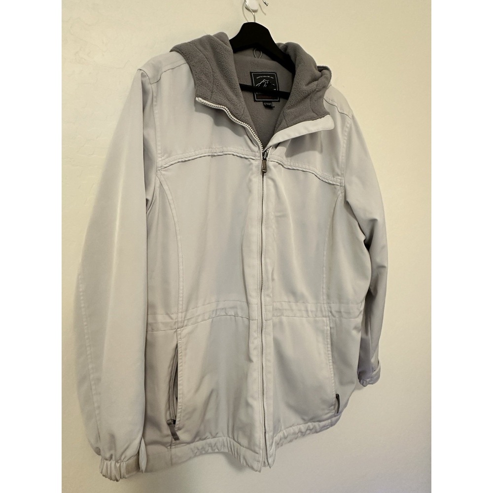 VTG Pacific Trail Coat Womens L Off White Hooded Fleece Lined Anorak Pockets